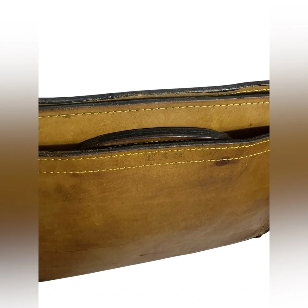 Vintage Retro Schlesinger Brothers Elegant Brown Saddle Leather Briefcase Bag